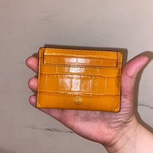 Mulberry leather Elegant Orange Crocodile-Embossed Card Holder